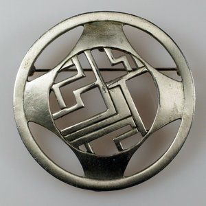 Kelly Waters Modernist Abstract Pewter Pin Brooch